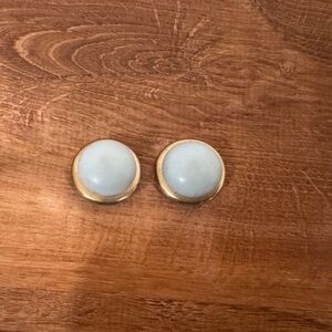 Blue and silver toned Vintage Clip-On Earrings​​